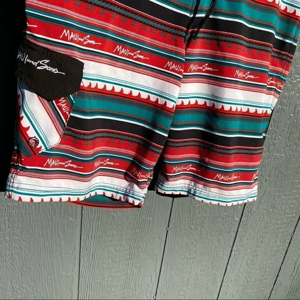 Maui And Sons Black Shark Swim Trunks